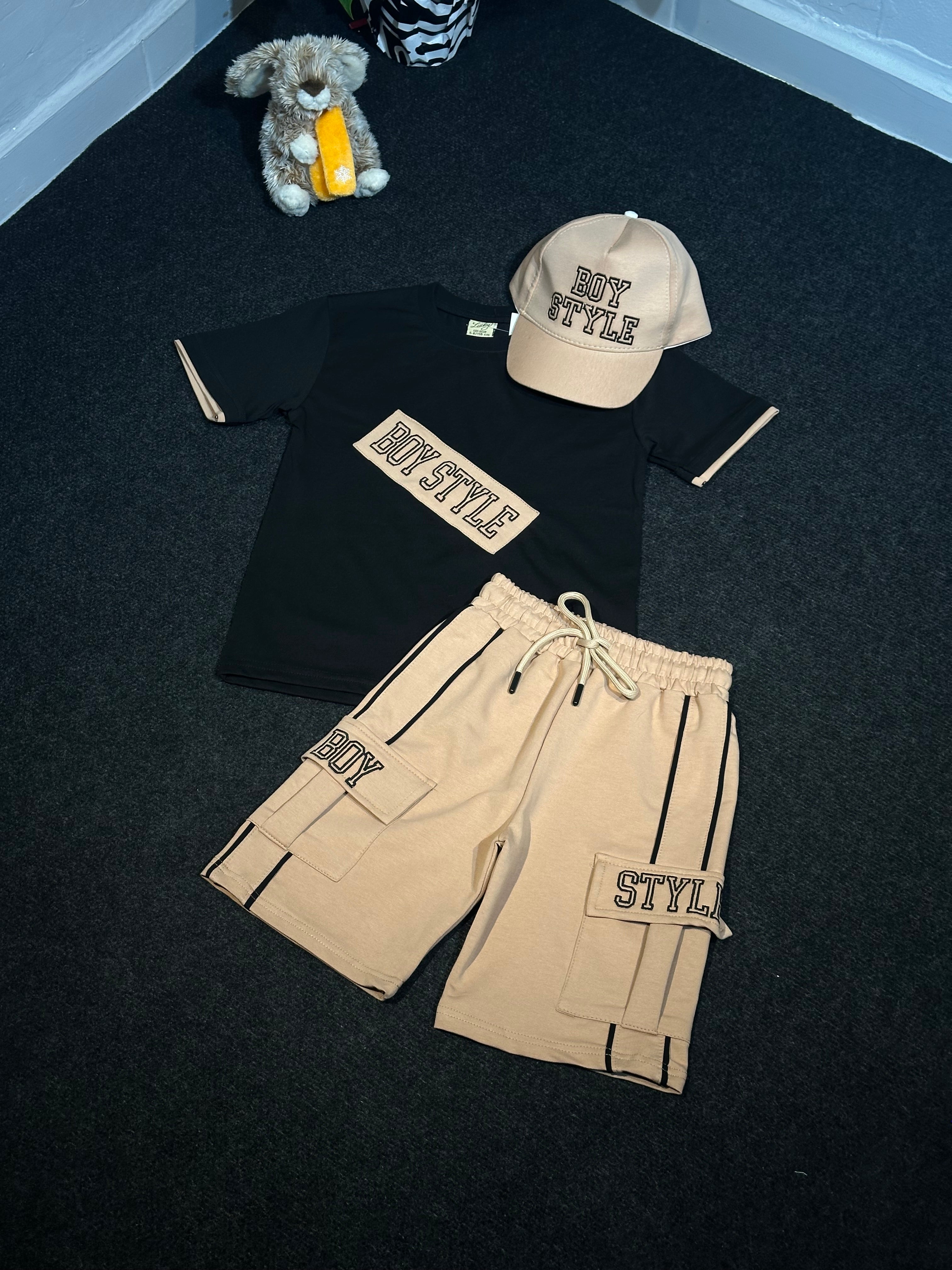 Boy Style Şapkalı Erkek Çocuk Şort Takım