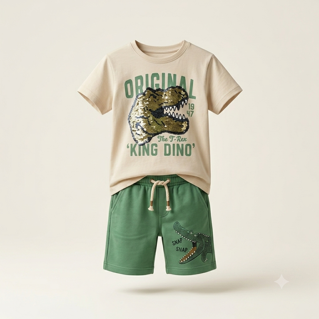 King Dino Temalı Erkek Çocuk Takımı