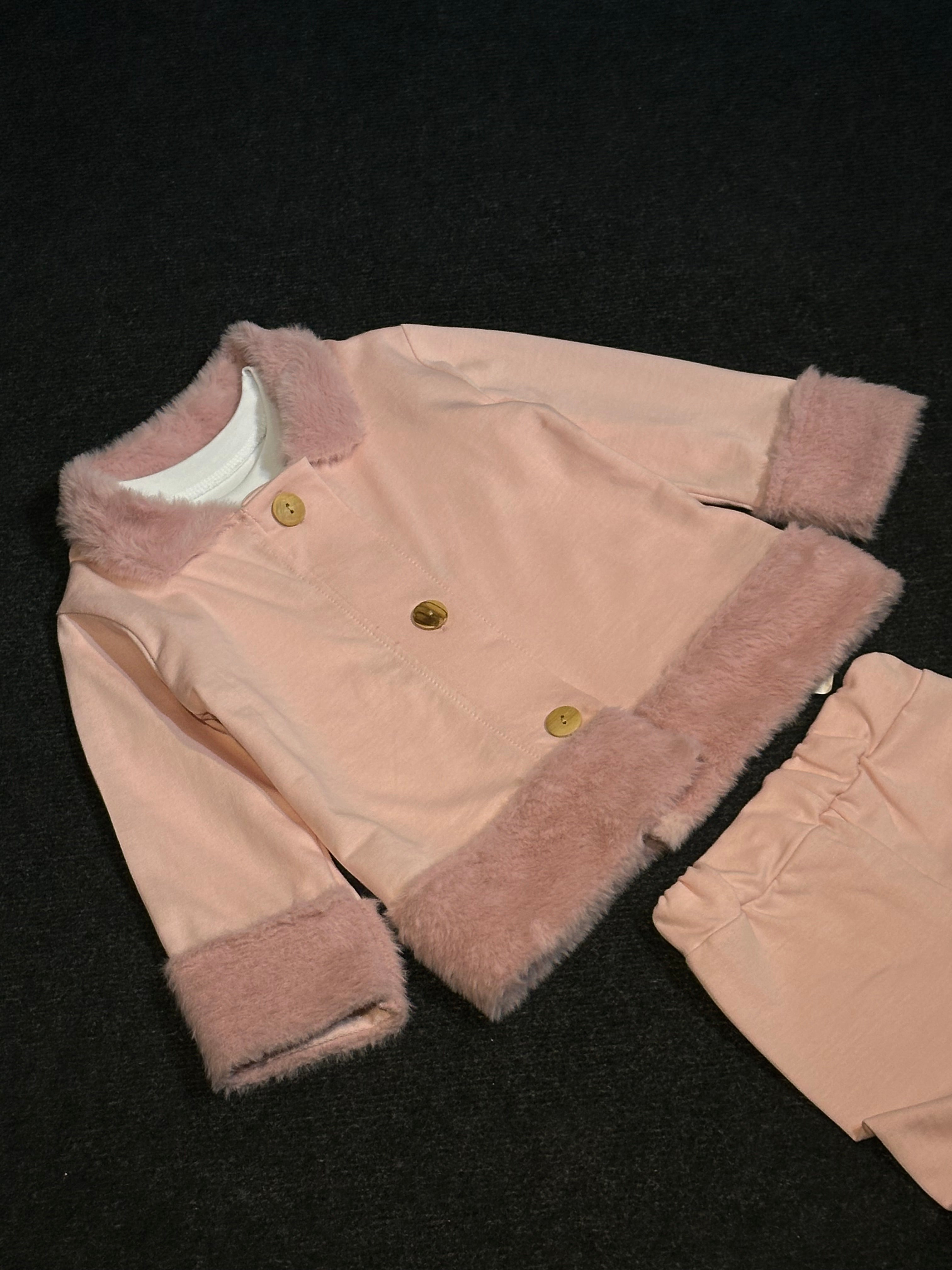 Peluş Detaylı Pudra Pembe 3’Lü Kız Bebek Takım