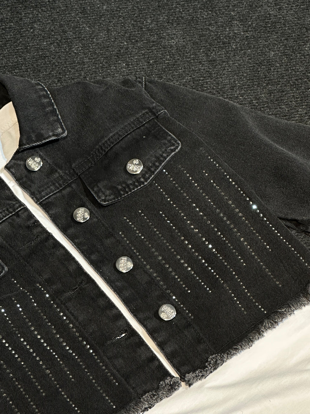 Taş Detaylı Siyah Denim 2’Li Kız Çocuk Takım