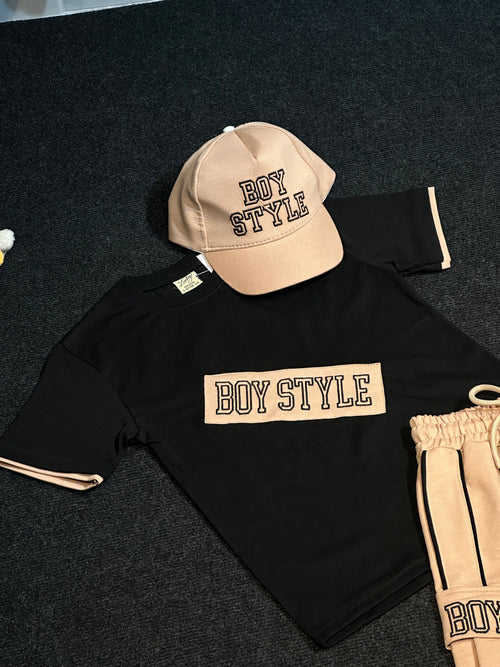 Boy Style Şapkalı Erkek Çocuk Şort Takım