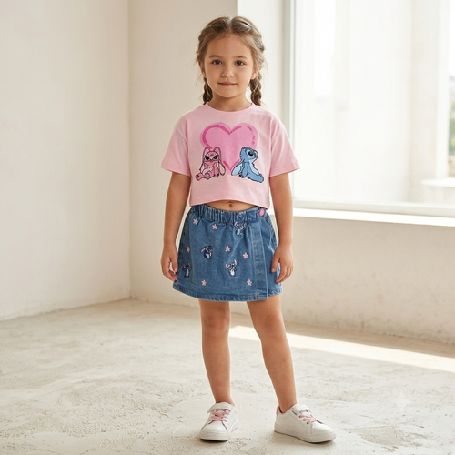 Disney Stitch Lisanslı Çocuk Şort etek Takım