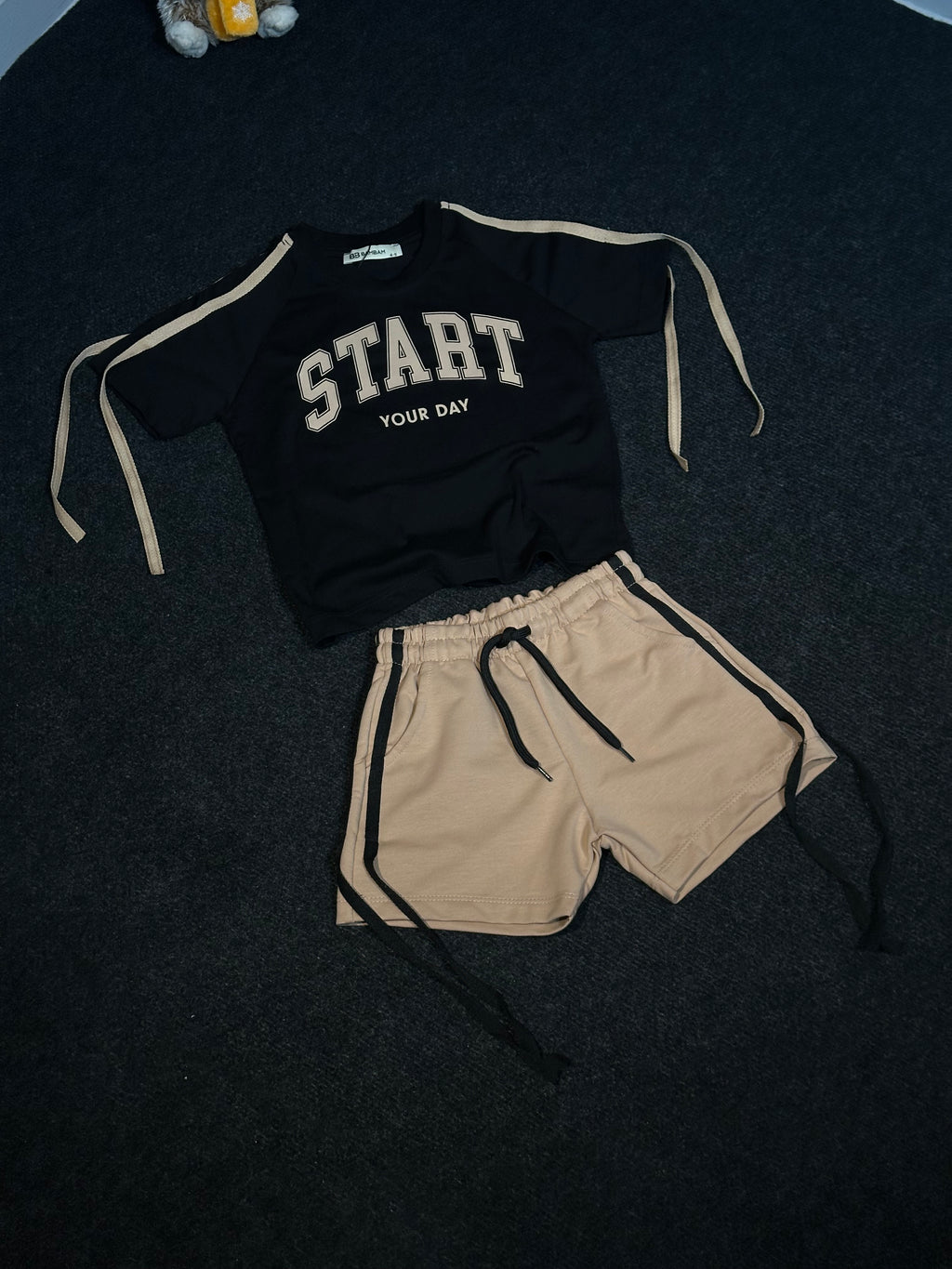 START Hasır Detaylı Şort Kız Çocuk Takım